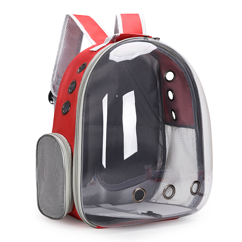 Котешка преносима раница с прозрачно панорамно прозорче - PVC материал, едноцветен дизайн, твърд корпус, капацитет 12 lb