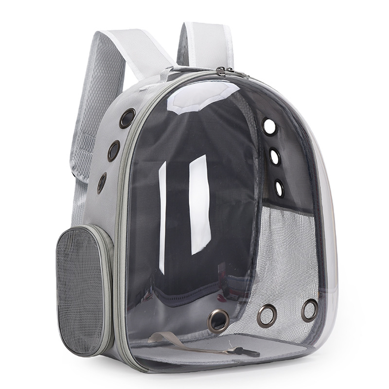 Котешка преносима раница с прозрачно панорамно прозорче - PVC материал, едноцветен дизайн, твърд корпус, капацитет 12 lb