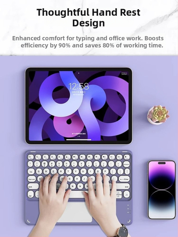 Bezdrôtová Bluetooth klávesnica a myš s numerickou klávesnicou; kompatibilné s Apple iPad, Huawei tablety a Android telefóny; Bluetooth pripojenie; tiché nabíjanie
