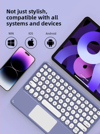 Bezdrôtová Bluetooth klávesnica a myš s numerickou klávesnicou; kompatibilné s Apple iPad, Huawei tablety a Android telefóny; Bluetooth pripojenie; tiché nabíjanie