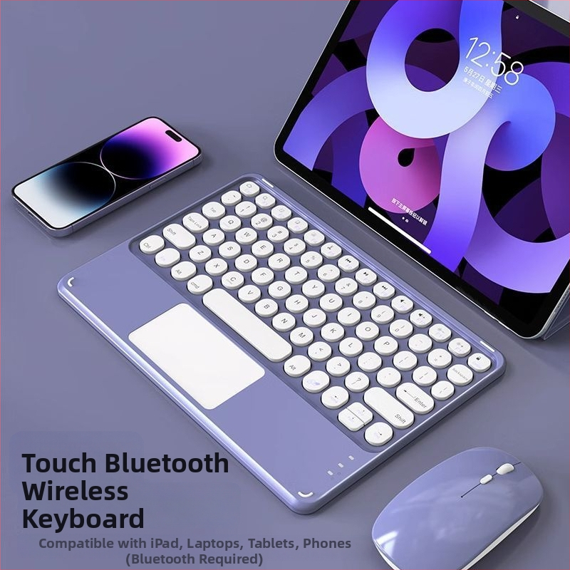 Bezdrôtová Bluetooth klávesnica a myš s numerickou klávesnicou; kompatibilné s Apple iPad, Huawei tablety a Android telefóny; Bluetooth pripojenie; tiché nabíjanie