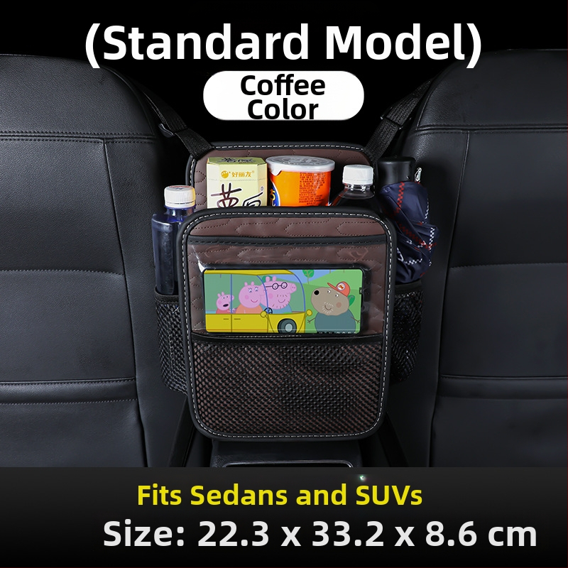 Kožna mrežasta torbica za sredinu stražnjeg sjedala automobila, sklopiva, prilagodljiva s otiskom logotipa