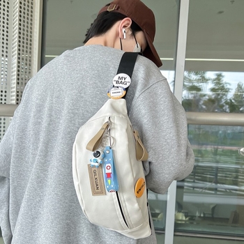 Geantă crossbody pentru bărbați, nylon, stil street-trend, respirabilă și impermeabilă, căptușeală poliester, model solid