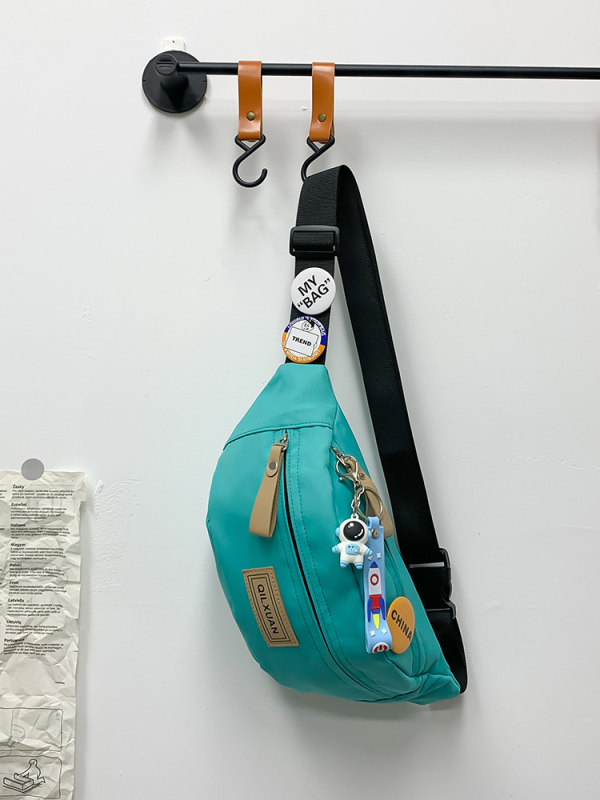 Geantă crossbody pentru bărbați, nylon, stil street-trend, respirabilă și impermeabilă, căptușeală poliester, model solid