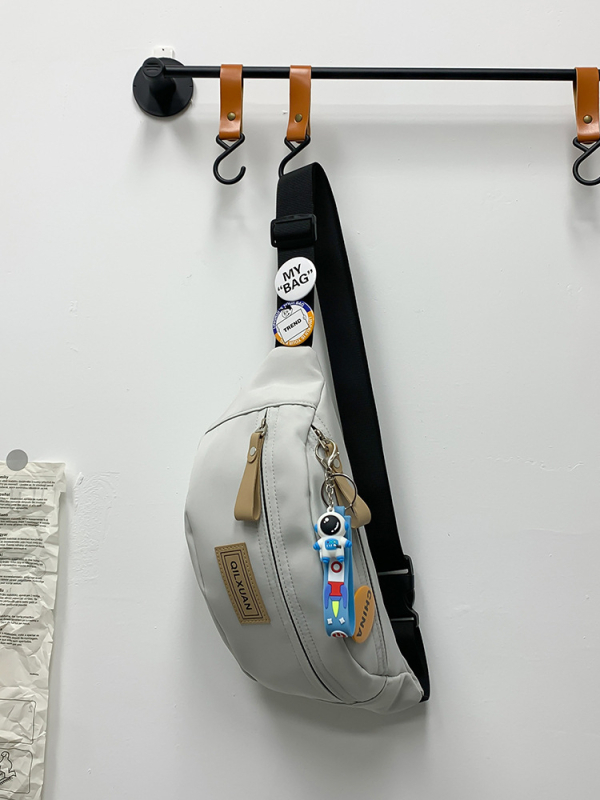 Geantă crossbody pentru bărbați, nylon, stil street-trend, respirabilă și impermeabilă, căptușeală poliester, model solid