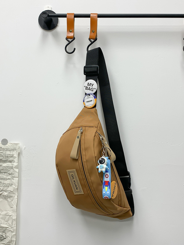 Geantă crossbody pentru bărbați, nylon, stil street-trend, respirabilă și impermeabilă, căptușeală poliester, model solid