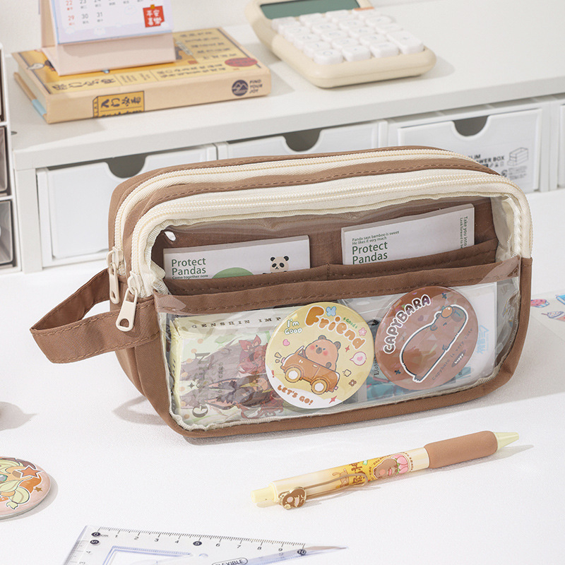 Penar pentru creioane - Transparent, Capacitate mare, Stil coreean, Brand Xinzhe, Material Oxford