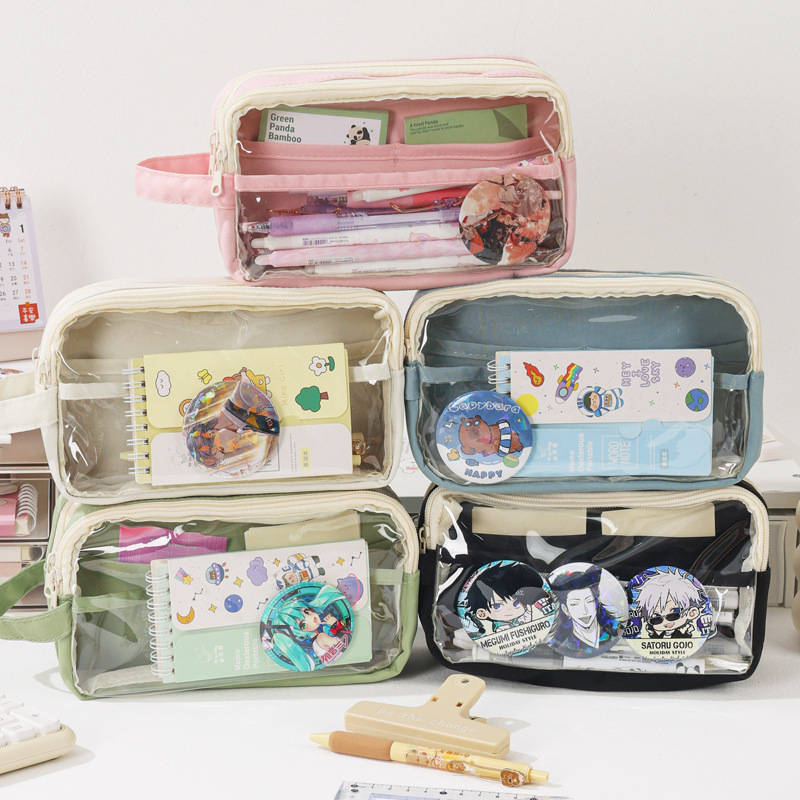 Penar pentru creioane - Transparent, Capacitate mare, Stil coreean, Brand Xinzhe, Material Oxford