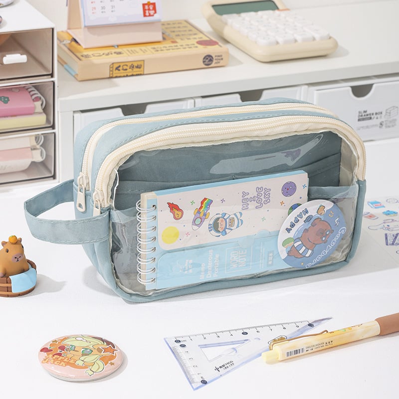 Penar pentru creioane - Transparent, Capacitate mare, Stil coreean, Brand Xinzhe, Material Oxford