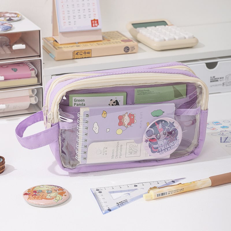 Penar pentru creioane - Transparent, Capacitate mare, Stil coreean, Brand Xinzhe, Material Oxford