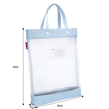 Geantă de organizare a materiilor din plasă de nylon Yifa – închidere snap-on, design simplu, pentru elevi de învățământ primar și gimnazial