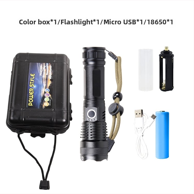 Telekopni LED svjetiljka XHP50, tijelo od aluminijske legure, USB punjenje, prikaz napajanja, 360° rotacija