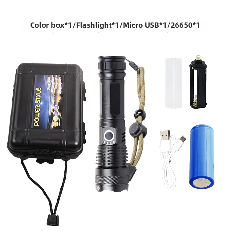 Telekopni LED svjetiljka XHP50, tijelo od aluminijske legure, USB punjenje, prikaz napajanja, 360° rotacija