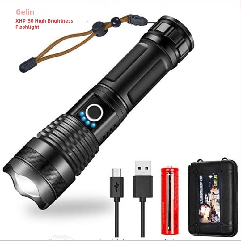 Telekopni LED svjetiljka XHP50, tijelo od aluminijske legure, USB punjenje, prikaz napajanja, 360° rotacija