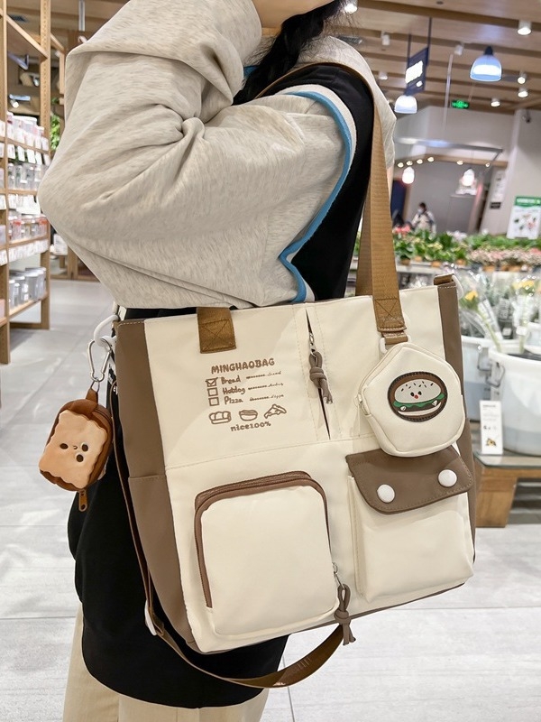 Geantă crossbody pentru fete, stil japonez inspirat de colegiu, capacitate mare (nylon; impermeabilă; model cu litere)