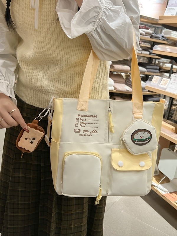 Geantă crossbody pentru fete, stil japonez inspirat de colegiu, capacitate mare (nylon; impermeabilă; model cu litere)