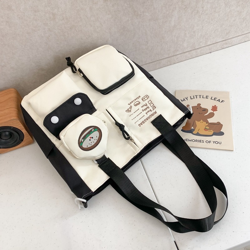 Geantă crossbody pentru fete, stil japonez inspirat de colegiu, capacitate mare (nylon; impermeabilă; model cu litere)