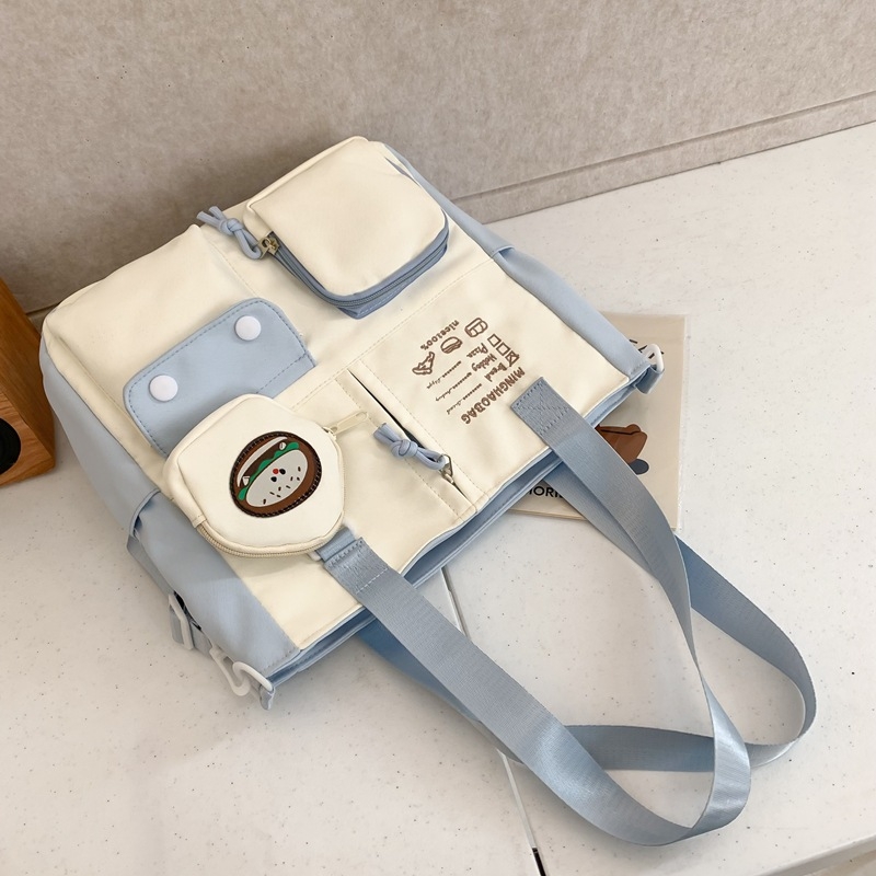 Geantă crossbody pentru fete, stil japonez inspirat de colegiu, capacitate mare (nylon; impermeabilă; model cu litere)