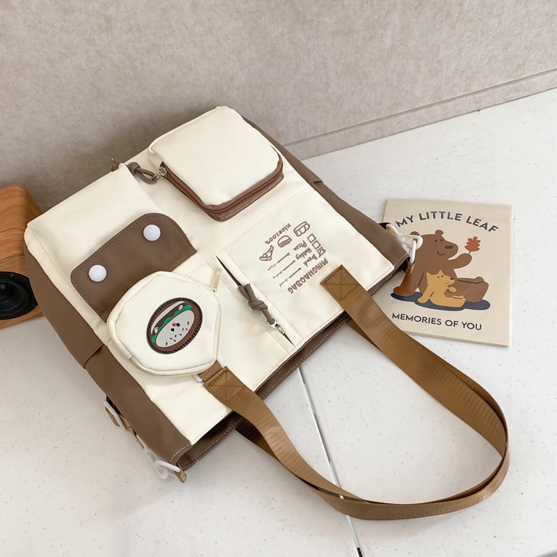 Geantă crossbody pentru fete, stil japonez inspirat de colegiu, capacitate mare (nylon; impermeabilă; model cu litere)