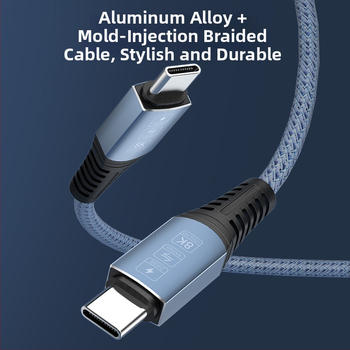 USB4 potpuno funkcionalan dvostruki USB-C kabel za podatke, 40Gbps, kompatibilan s Thunderbolt 4/3, PD 240W brzo punjenje, 8K prikazni kabel