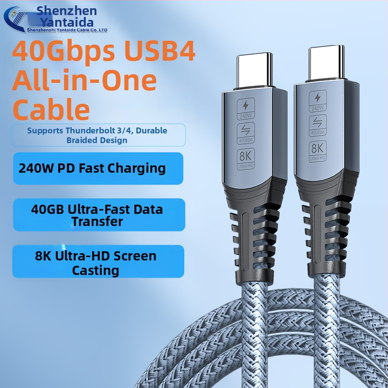 USB4 potpuno funkcionalan dvostruki USB-C kabel za podatke, 40Gbps, kompatibilan s Thunderbolt 4/3, PD 240W brzo punjenje, 8K prikazni kabel