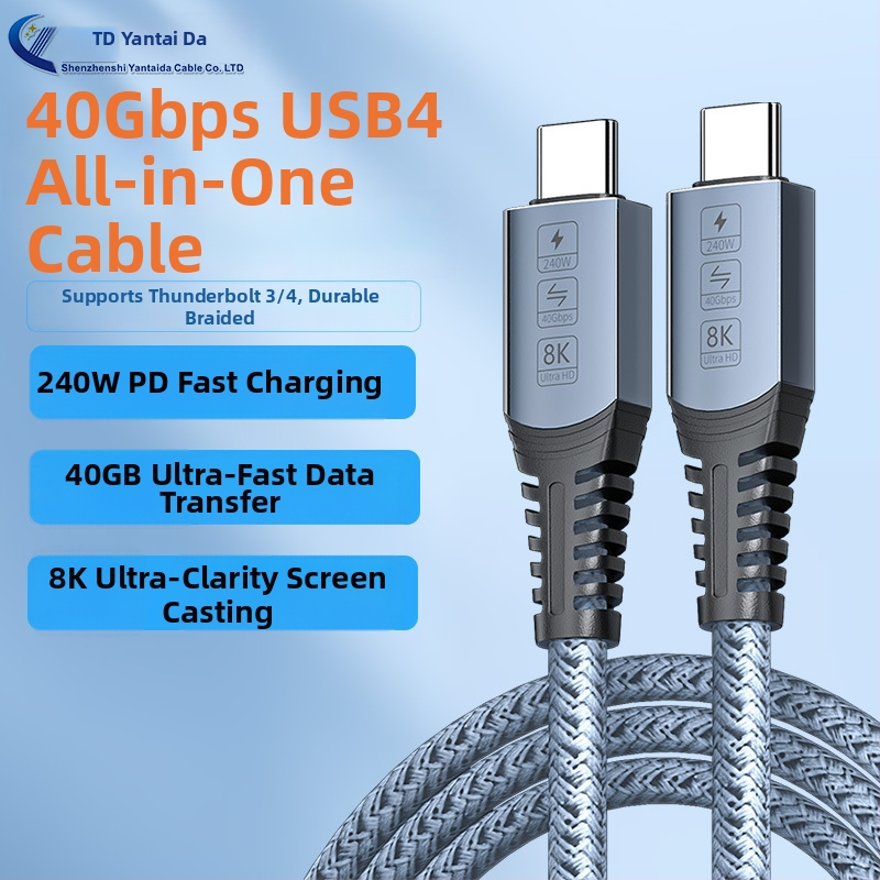 USB4 potpuno funkcionalan dvostruki USB-C kabel za podatke, 40Gbps, kompatibilan s Thunderbolt 4/3, PD 240W brzo punjenje, 8K prikazni kabel