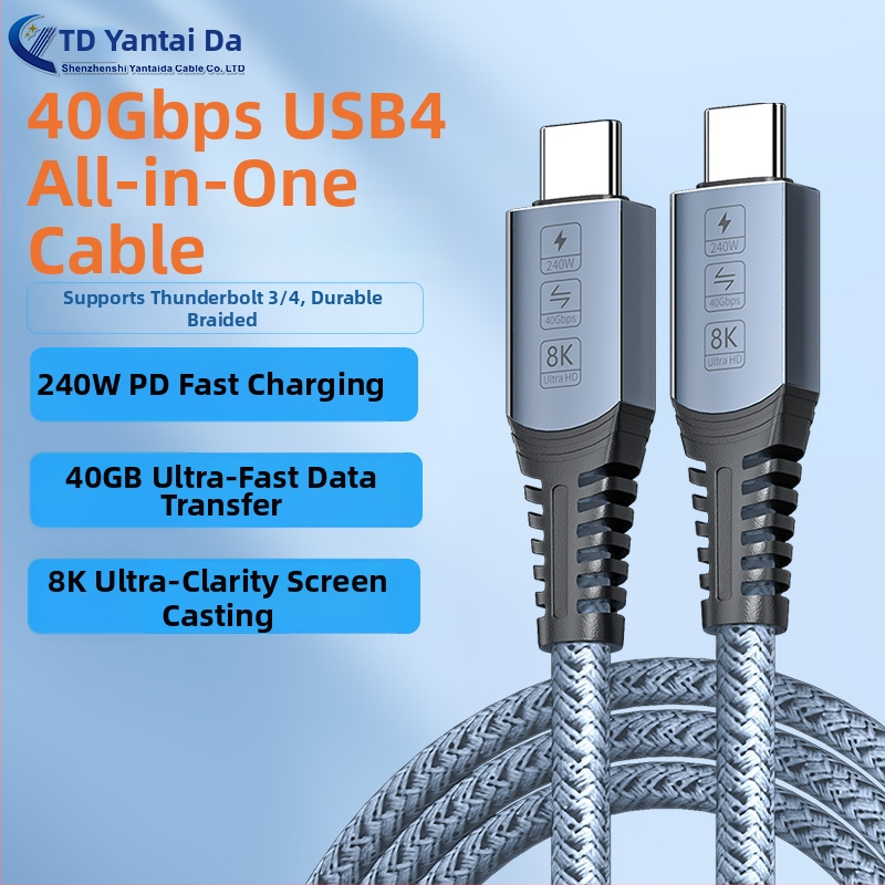 USB4 potpuno funkcionalan dvostruki USB-C kabel za podatke, 40Gbps, kompatibilan s Thunderbolt 4/3, PD 240W brzo punjenje, 8K prikazni kabel