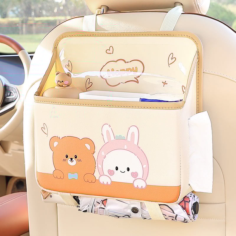 Coș de gunoi auto pentru agățat pe spătarul scaunului, din piele, impermeabil, cu mâner, universal