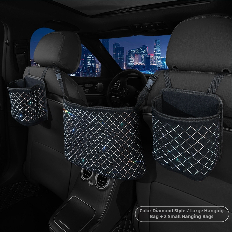 Taška na skladovanie medzi stredovým sedadlom v aute, visací dizajn, polyester materiál, univerzálne použitie, tlač loga k dispozícii