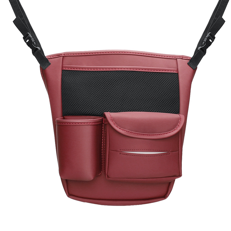 Organizator pentru partea din spate a scaunului auto – piele; montaj prin suspensie; poziție mijloc scaun; impermeabil; rezistent la comprimare