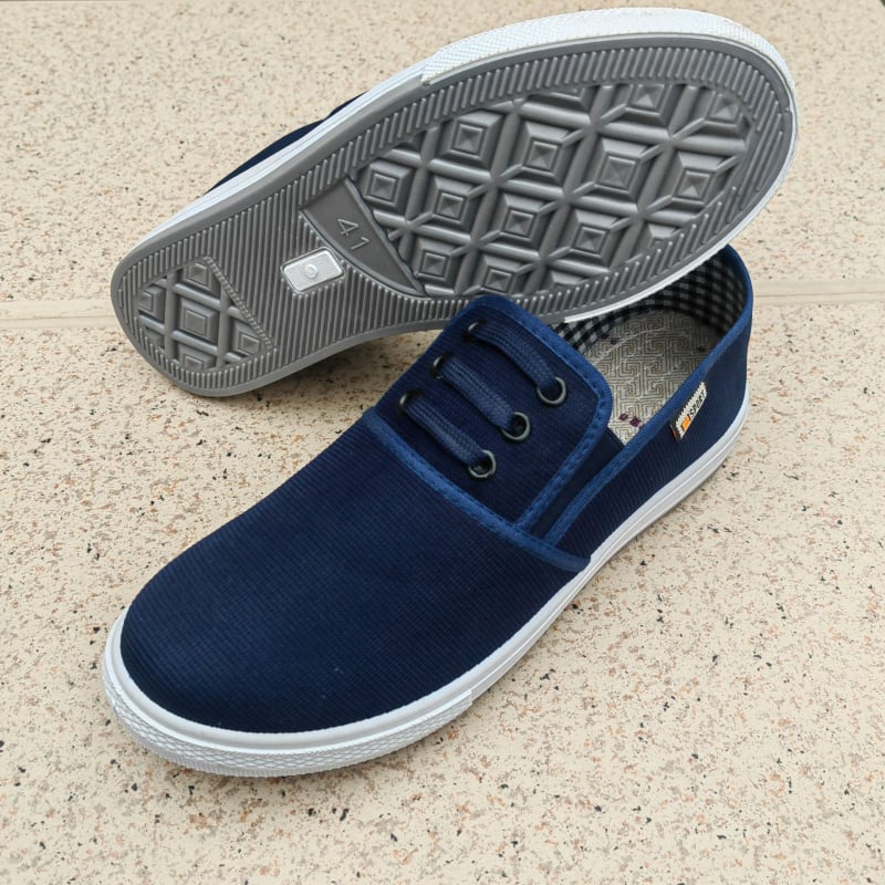 Vīriešu ikdienas platnene kurpes, virsējā daļa no auduma, apaļa purngala, zems potītes līmenis, injekcijas veidota zole, 100% kokvilnas iekšējā zole