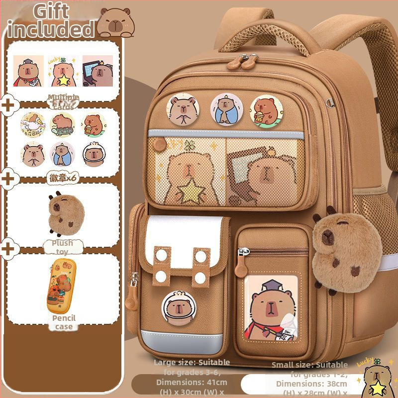 Capybara školský batoh pre žiakov 1.–6. ročníka, veľká kapacita, ochrana chrbtice, unisex