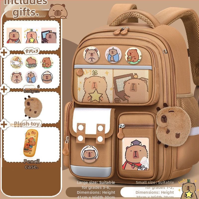Capybara školský batoh pre žiakov 1.–6. ročníka, veľká kapacita, ochrana chrbtice, unisex