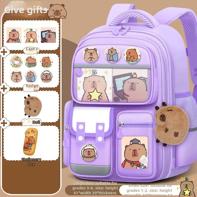 Capybara školský batoh pre žiakov 1.–6. ročníka, veľká kapacita, ochrana chrbtice, unisex