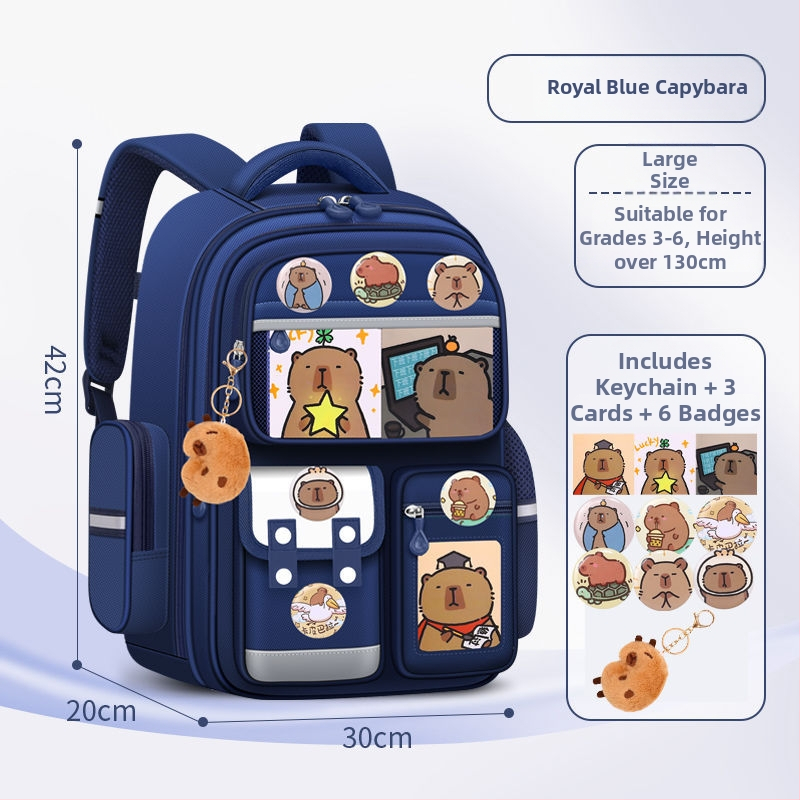 Capybara školský batoh pre žiakov 1.–6. ročníka, veľká kapacita, ochrana chrbtice, unisex
