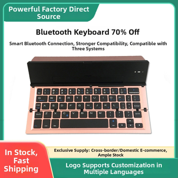 Bezdrôtová klávesnica z hliníkovej zliatiny, trojskladací dizajn, Bluetooth, univerzálna kompatibilita s iOS/Android/Windows, ergonomický dizajn.