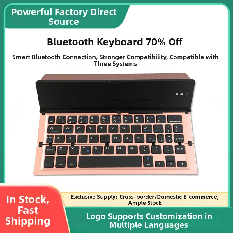 Bezdrôtová klávesnica z hliníkovej zliatiny, trojskladací dizajn, Bluetooth, univerzálna kompatibilita s iOS/Android/Windows, ergonomický dizajn.