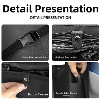 Koš na odpadky do auta a schránka na zadný sedadlo, kožený, zavesiteľný, prispôsobiteľný