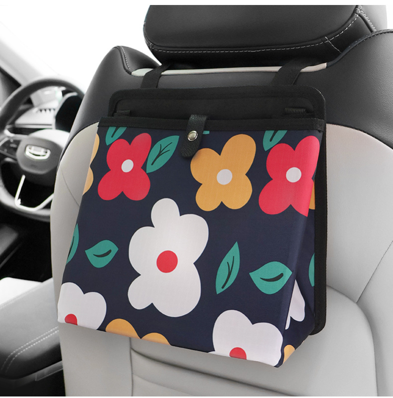 Koš na odpadky do auta a schránka na zadný sedadlo, kožený, zavesiteľný, prispôsobiteľný