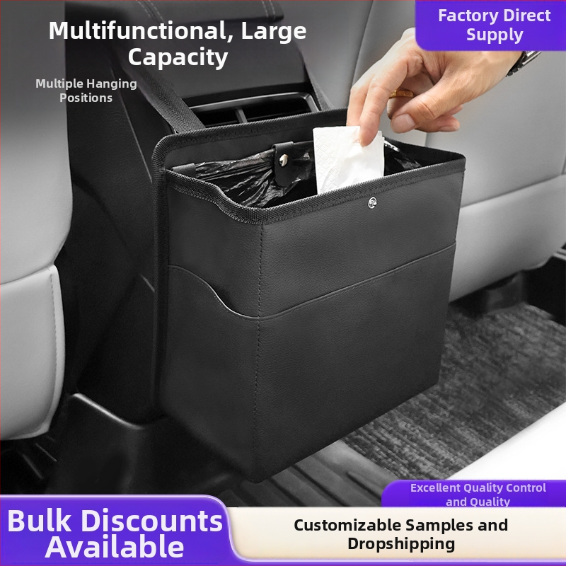 Koš na odpadky do auta a schránka na zadný sedadlo, kožený, zavesiteľný, prispôsobiteľný