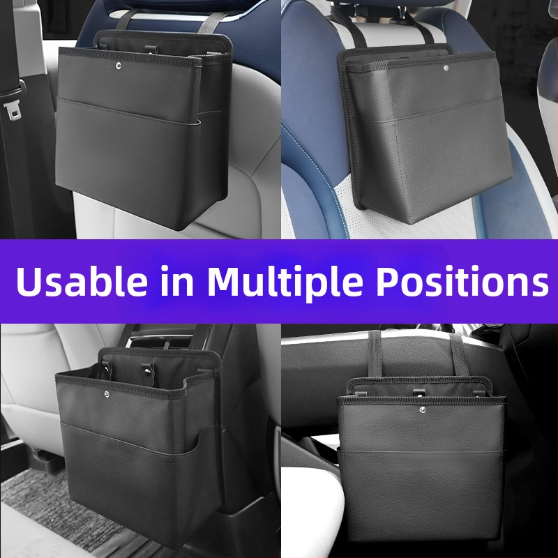 Koš na odpadky do auta a schránka na zadný sedadlo, kožený, zavesiteľný, prispôsobiteľný