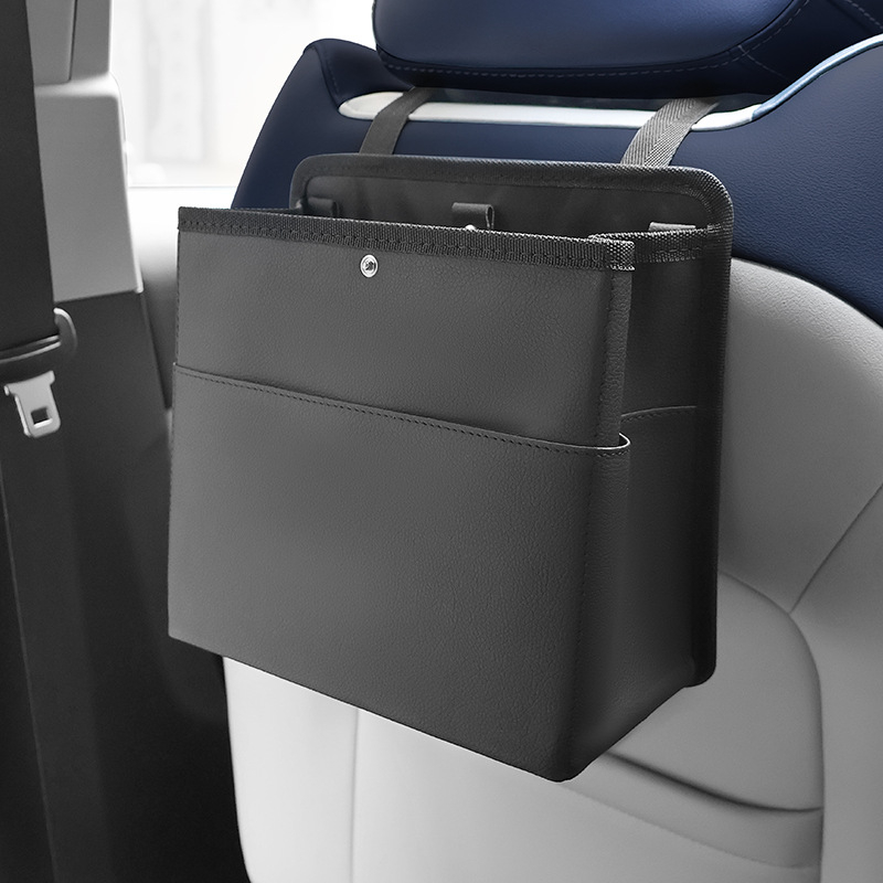 Koš na odpadky do auta a schránka na zadný sedadlo, kožený, zavesiteľný, prispôsobiteľný