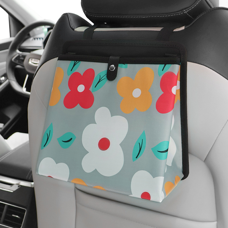 Koš na odpadky do auta a schránka na zadný sedadlo, kožený, zavesiteľný, prispôsobiteľný