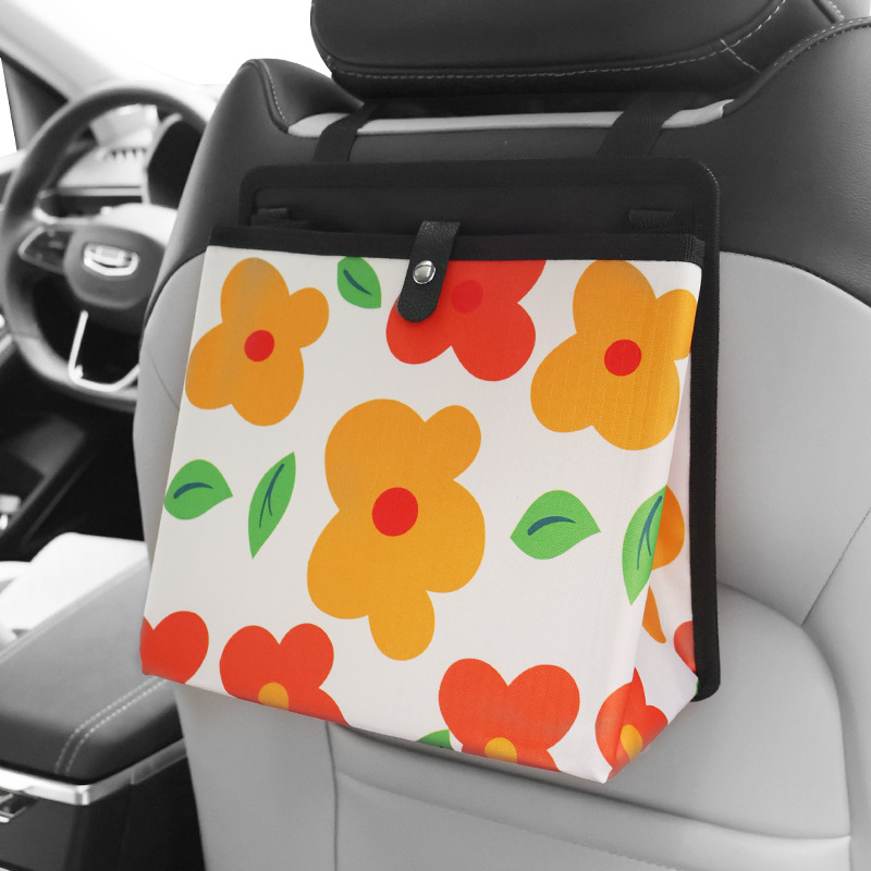 Koš na odpadky do auta a schránka na zadný sedadlo, kožený, zavesiteľný, prispôsobiteľný