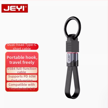 Type-C dátový kábel s dvojitým koncom Thunderbolt 3 a plnou funkciou USB4, kompatibilný s iPhone 15, obsahuje pútko na zavesenie