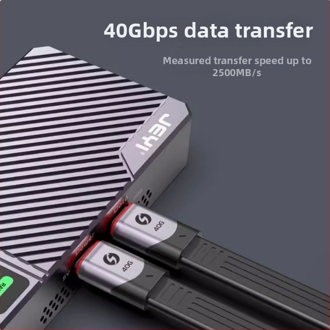 Type-C dátový kábel s dvojitým koncom Thunderbolt 3 a plnou funkciou USB4, kompatibilný s iPhone 15, obsahuje pútko na zavesenie