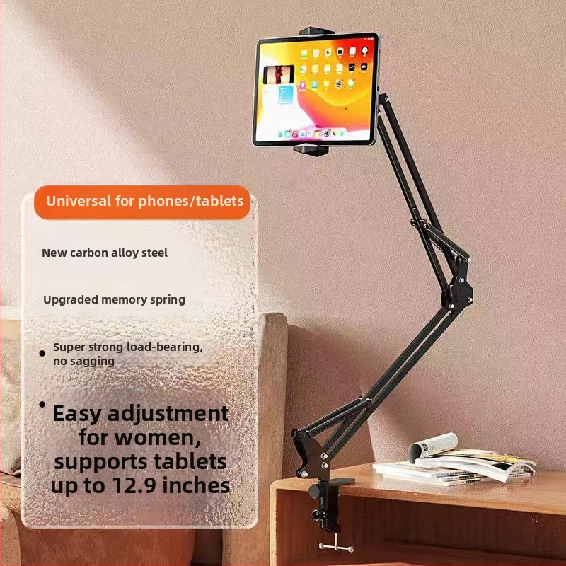 Kovový stojan na tablet a telefón s ramenom cantilever, pre nočnú stolček, na sledovanie TV a počítača