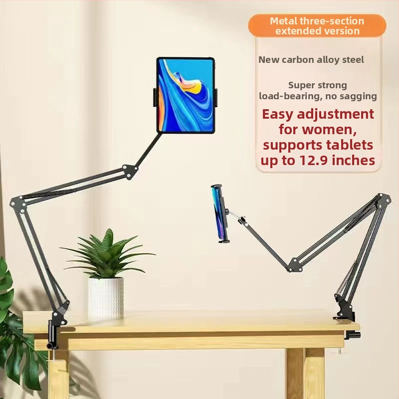 Kovový stojan na tablet a telefón s ramenom cantilever, pre nočnú stolček, na sledovanie TV a počítača
