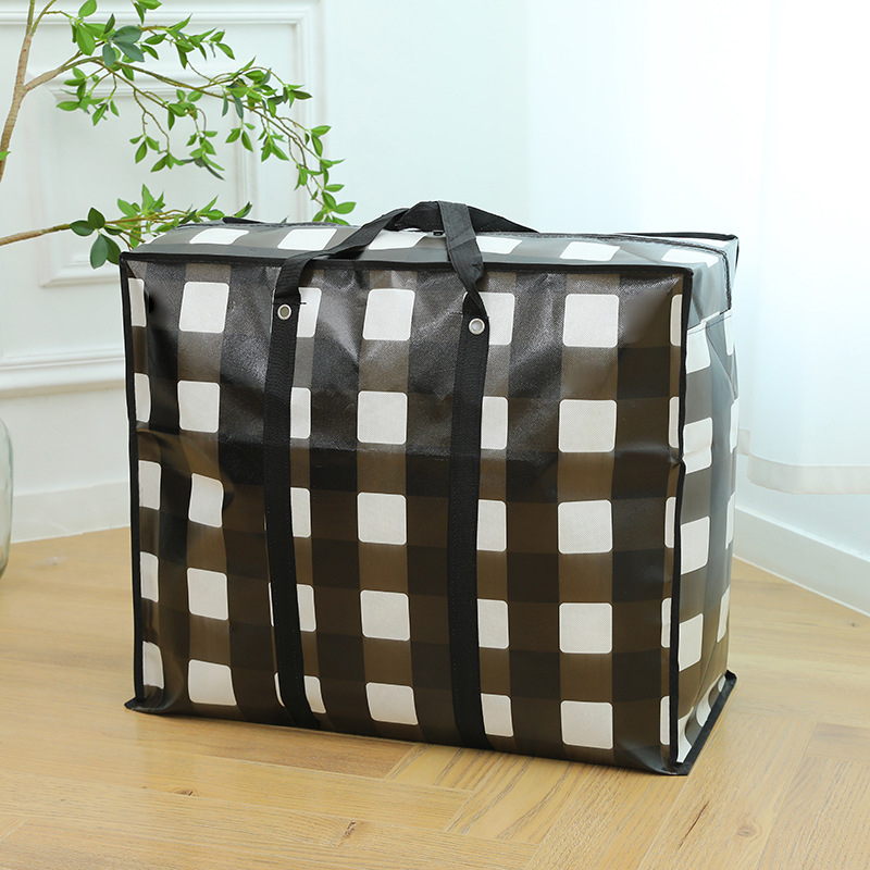 Τσάντα αποθήκευσης αποσκευών, μη υφαντό ύφασμα με επίστρωση, χωρητικότητα 56–75 L, αδιάβροχη και ανθεκτική στη φθορά, καρό μοτίβο