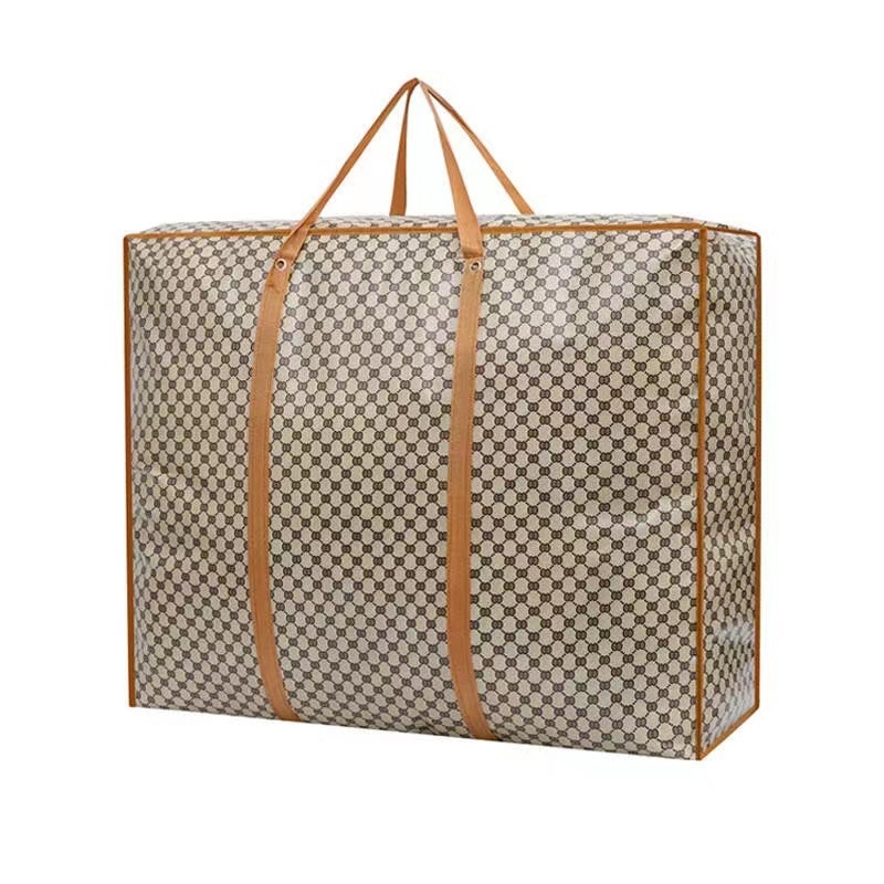 Τσάντα αποθήκευσης αποσκευών, μη υφαντό ύφασμα με επίστρωση, χωρητικότητα 56–75 L, αδιάβροχη και ανθεκτική στη φθορά, καρό μοτίβο